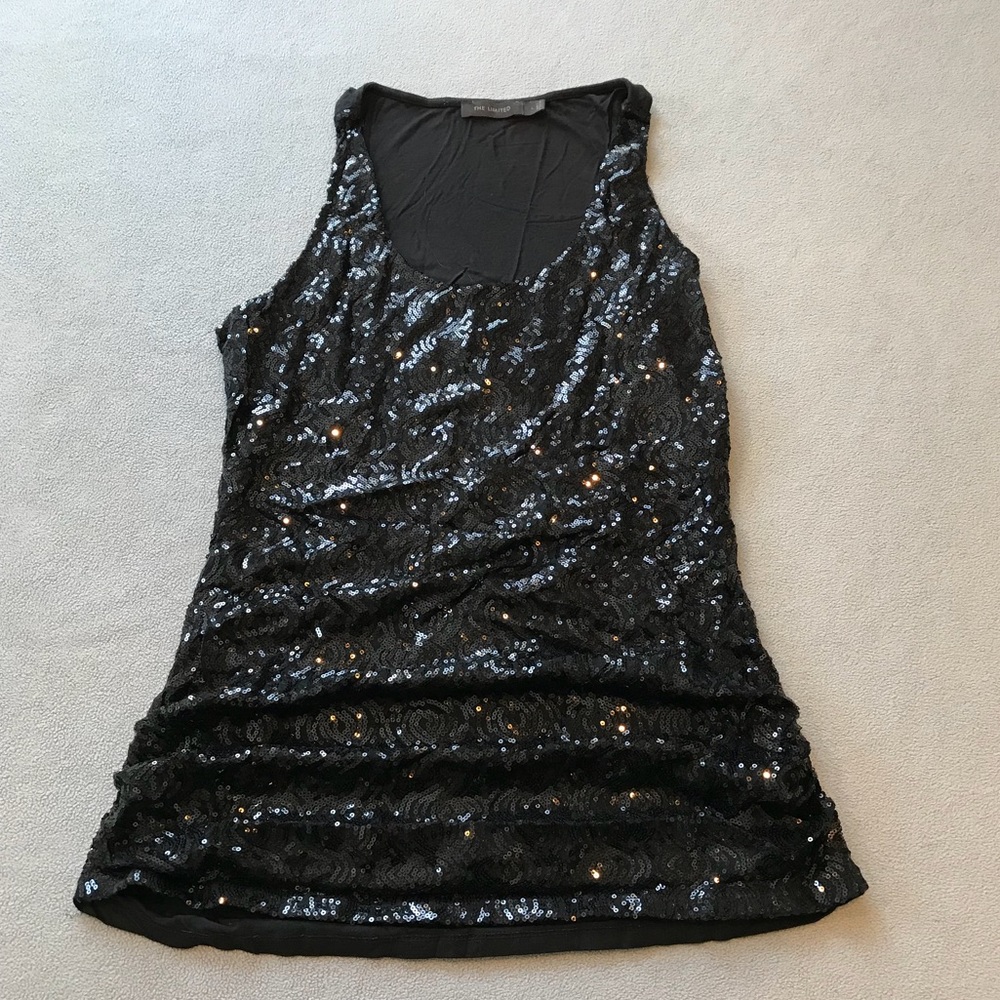 black sequin tank top, The Limited, size L
